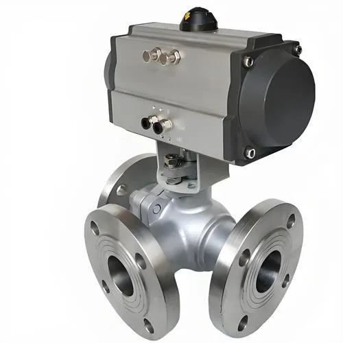 Pneumatisch betätigter 3-Wege-Flanschkugelhahn